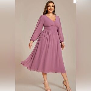 Ever Pretty mauve chiffon midi dress